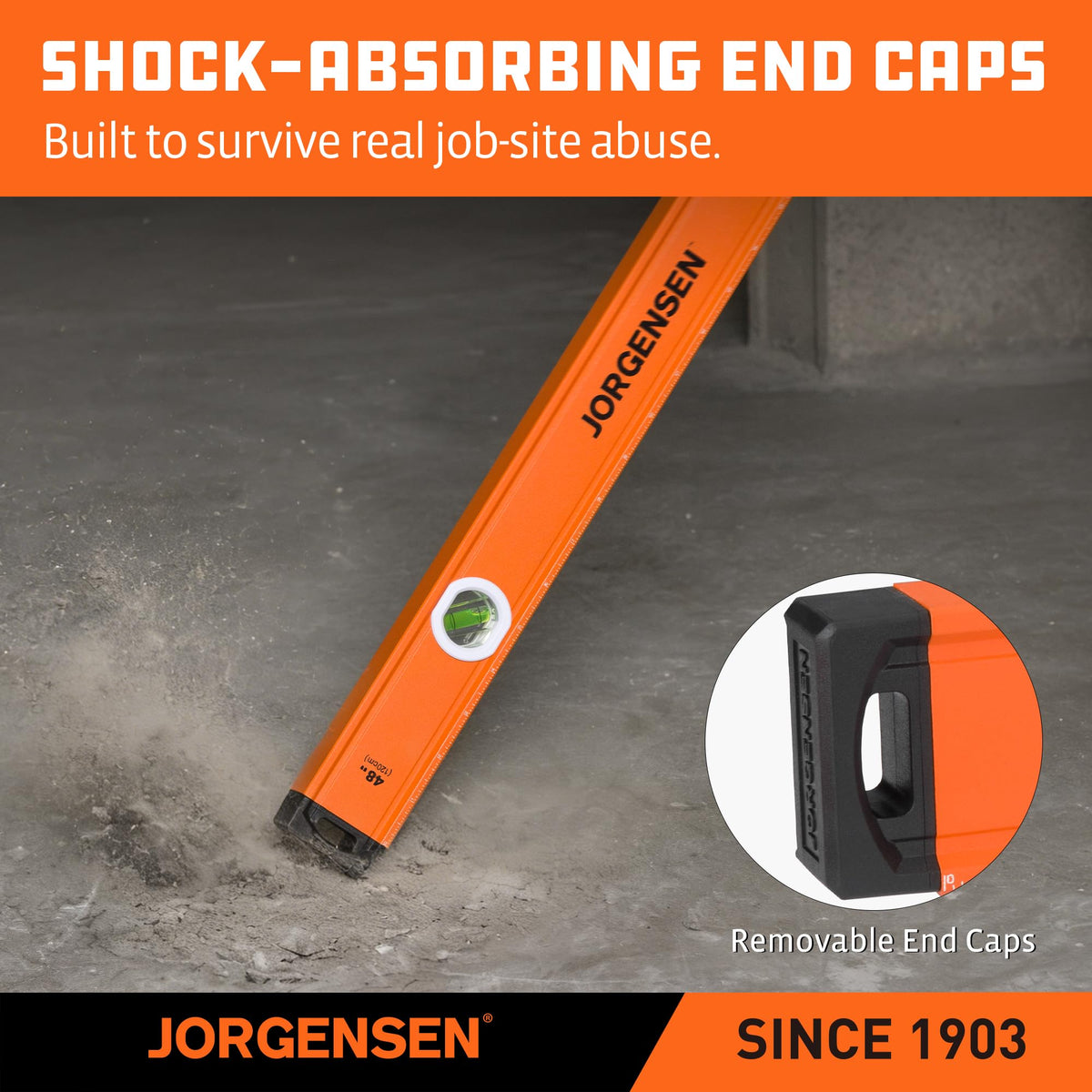 JORGENSEN 48" Magnetic LED Box Level, 45°/90°/180° Bubble Long Leveler Tool