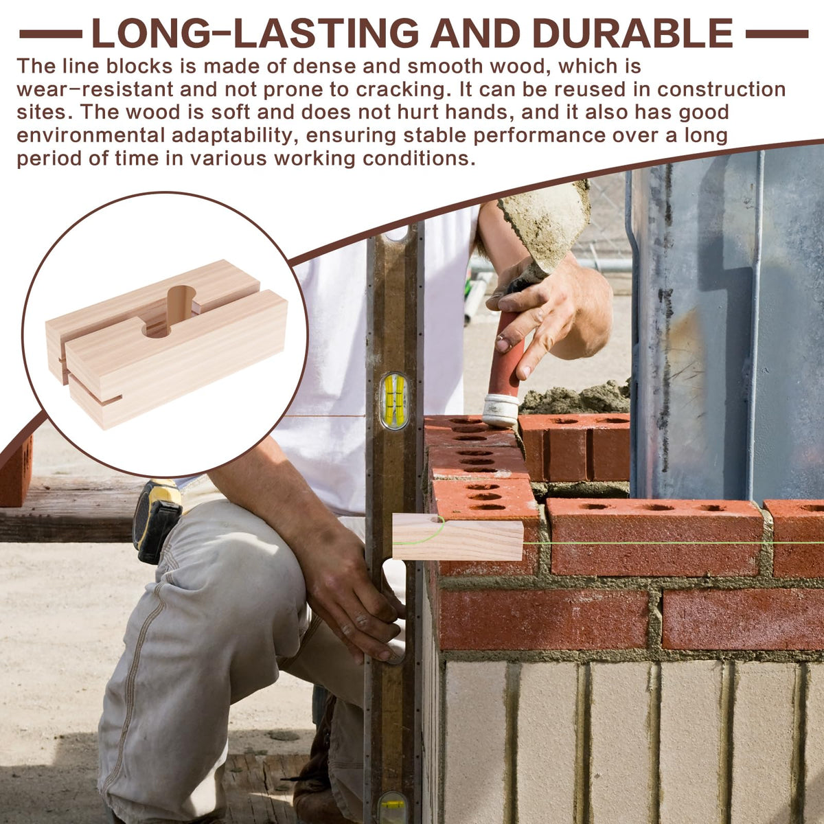 stufool 20 Pcs Masonry Line Blocks, Masonry String Lines Concrete Blocks for Masonry Tools