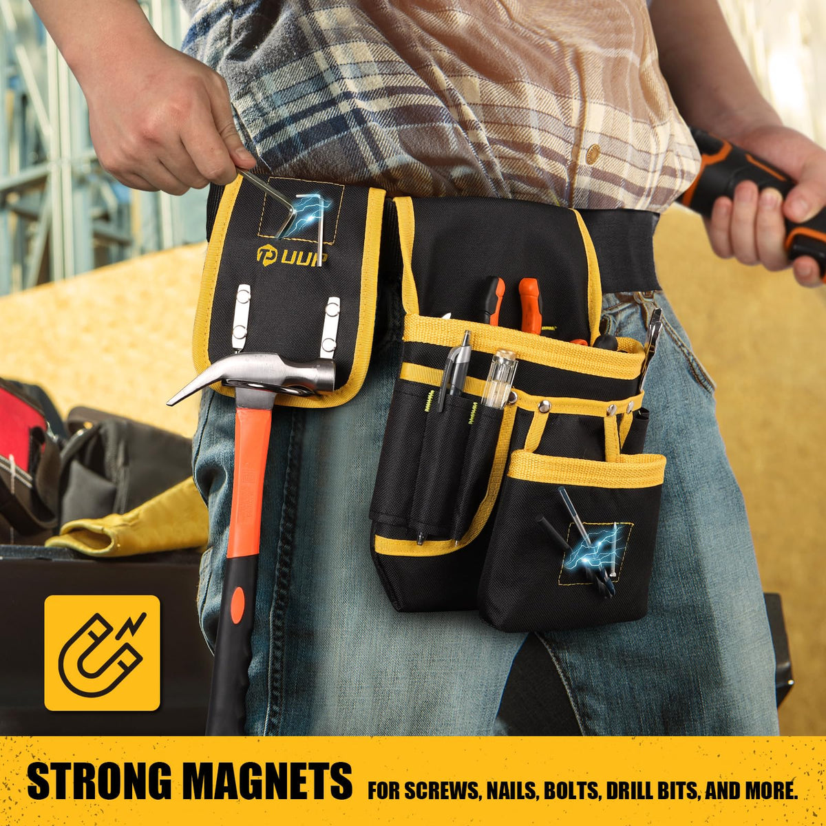Magnetic Tool Belt for Men, 26 Pockets Heavy Duty Nail Tool Pouch Dad Gift