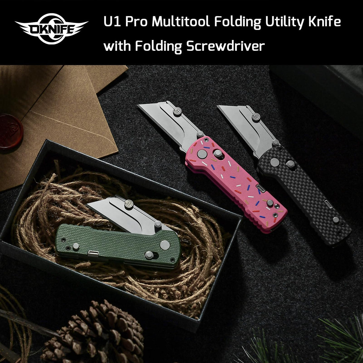 OKNIFE U1 Pro Multitool Folding Utility Knife with Folding Screwdriver