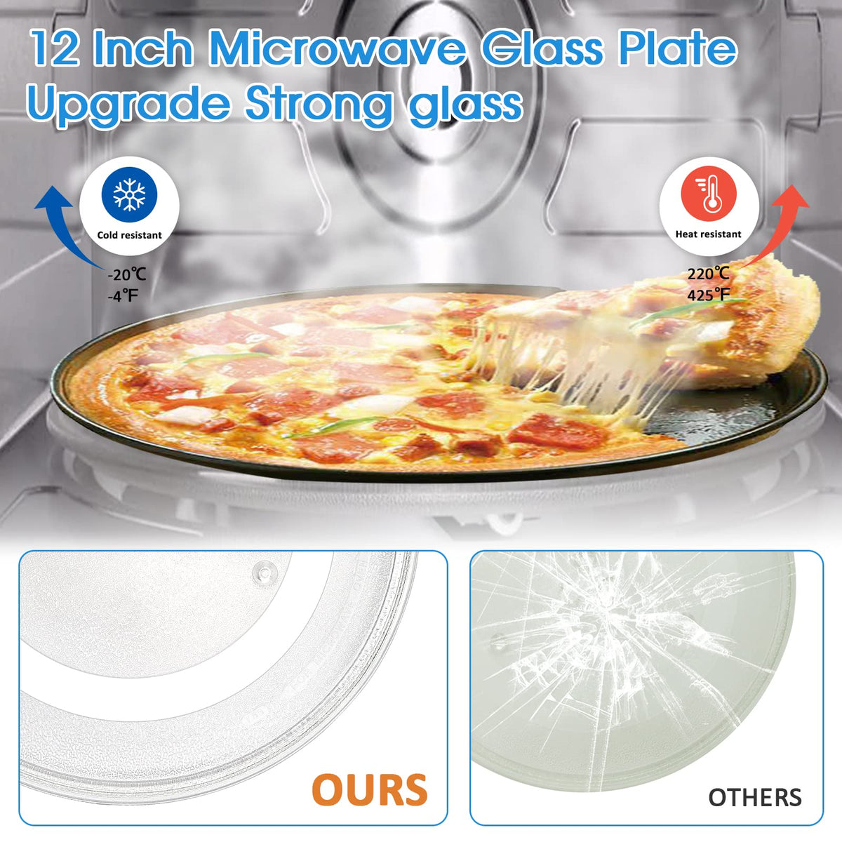 12 inch Microwave Glass Plate Replacement for Whirl-pool Microwave Glass Turntable Plate W10337247 WPW10337247 W11367904 W11335034 W11291538 W11443145 and other 1.5 & 1.7 Cubic Foot by Fetechmate