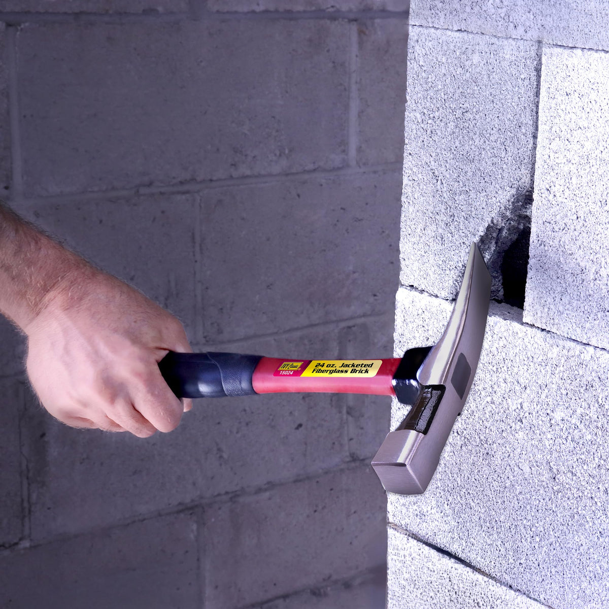 IVY Classic 15024 24 oz. Fiberglass Brick Hammer with Power Pro Grip Handle, Silver, Black