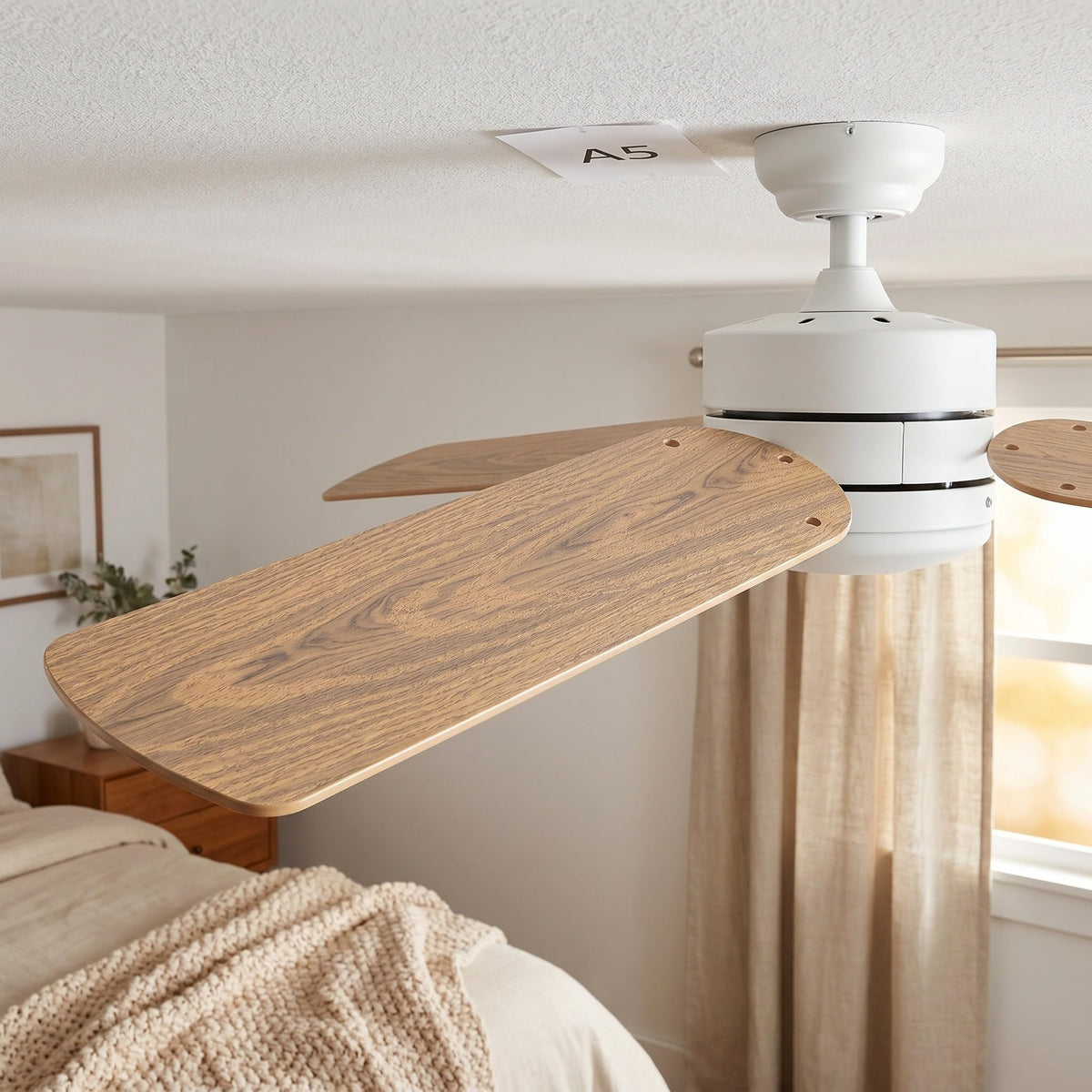 JOINPAYA 5pcs Replacement Fan Blades for 52" Ceiling Fans - 21" Length Weatherproof Plastic Blades Wood Grain - Substitution for Broken in Indoor Summer Use