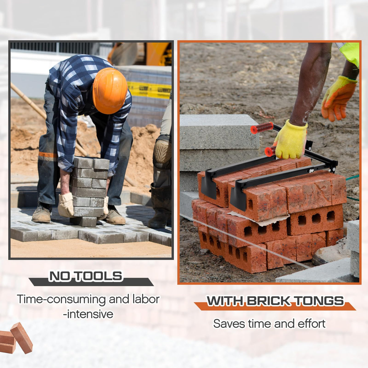 Lothee 2 Pack Brick Tongs, Adjustable Bricks Lifting Tools