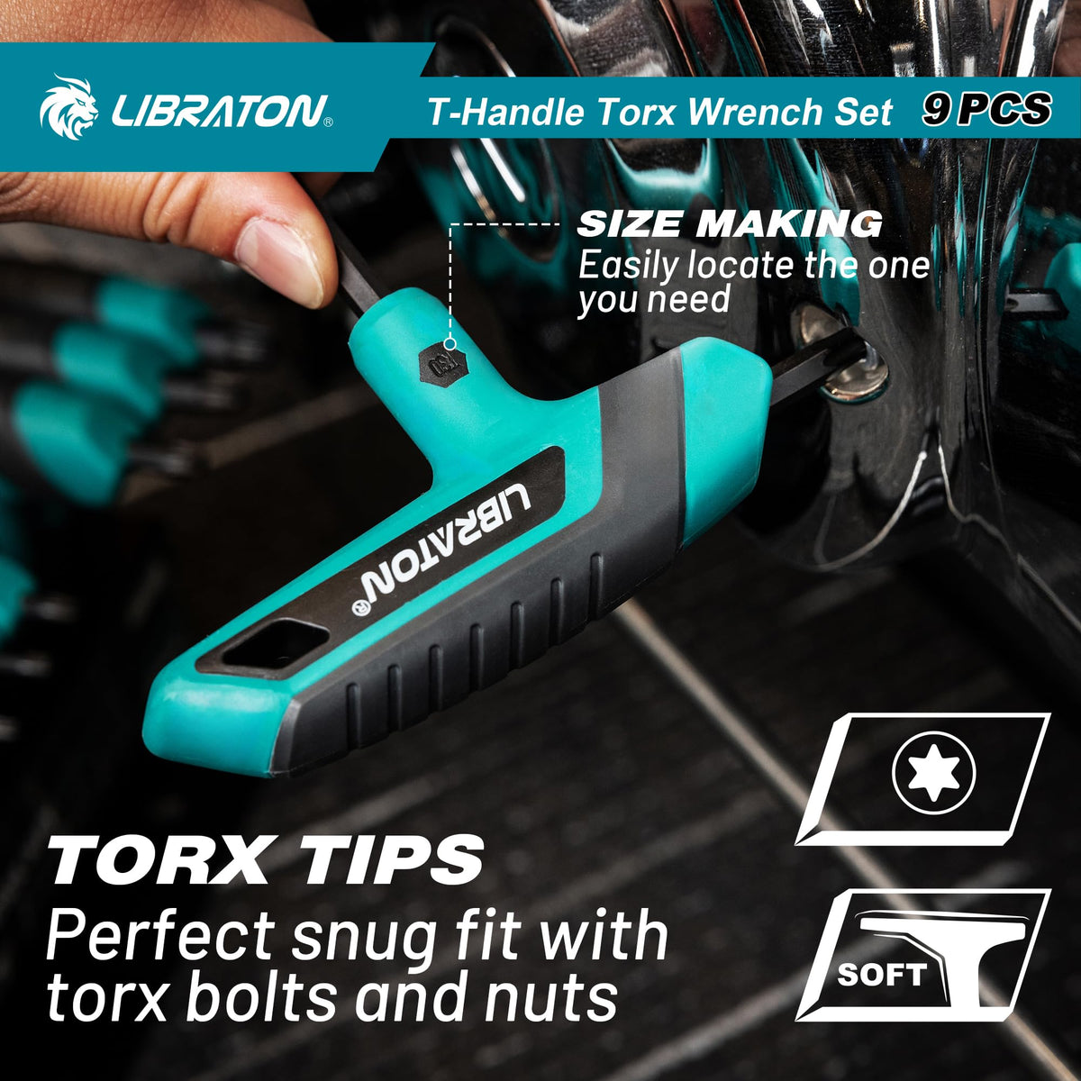LIBRATON T Handle Torx Set T10-T50, Torx T Handle Set, Torx Wrench Set