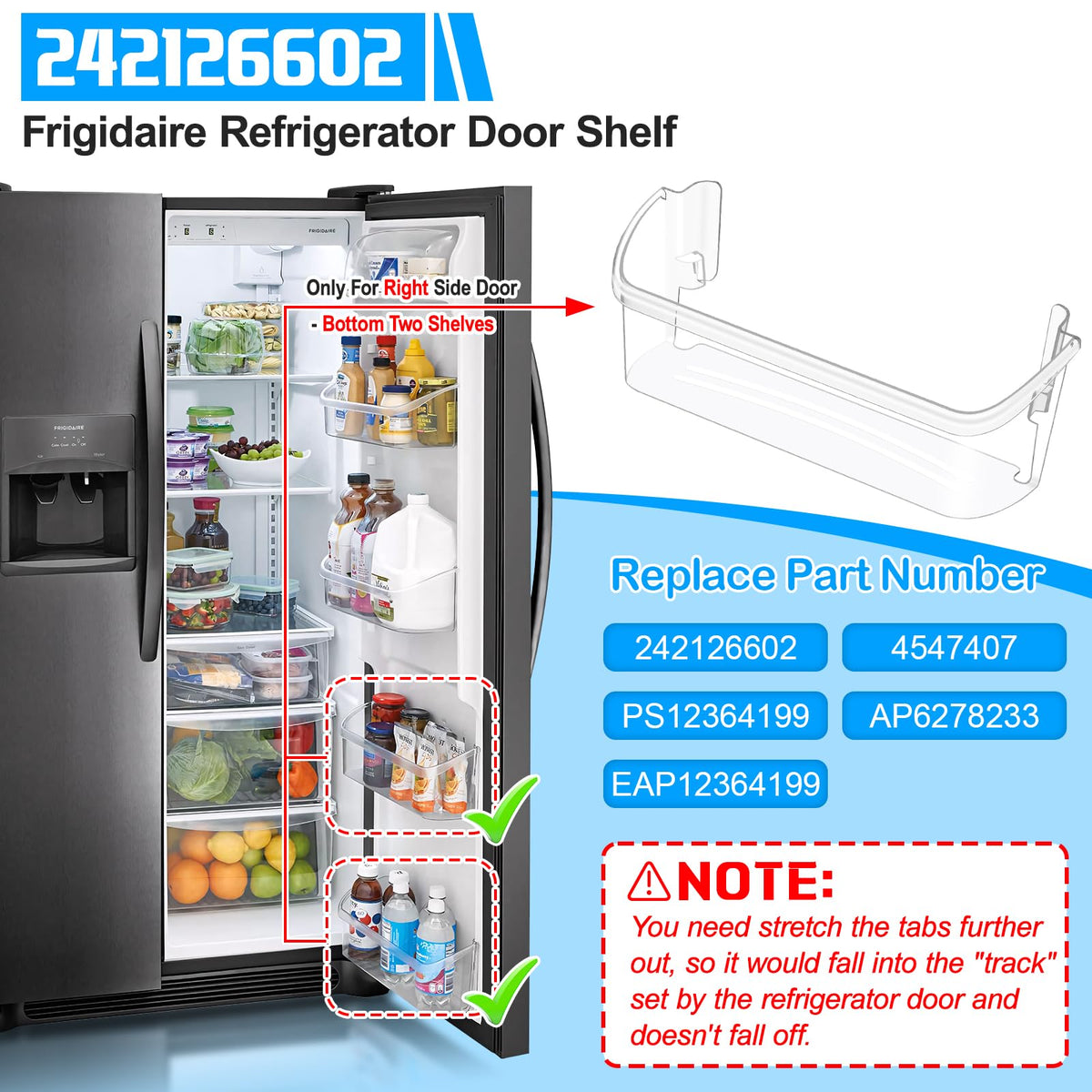 ALVAR 242126602 Refrigerator Door Bin for Frigidai
