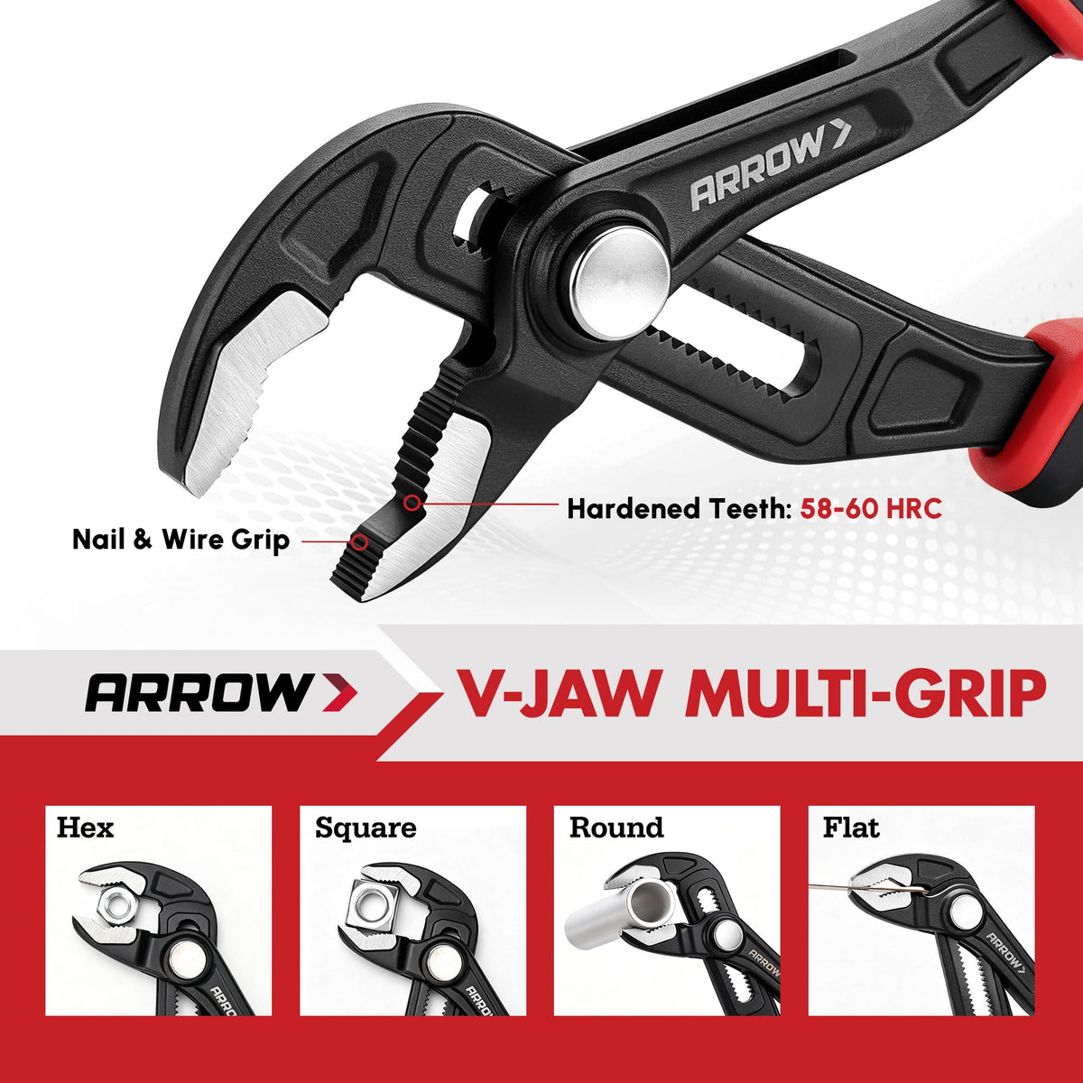 ARROW 2-Piece Quick Adjustable Groove Joint Pliers (8" & 10")
