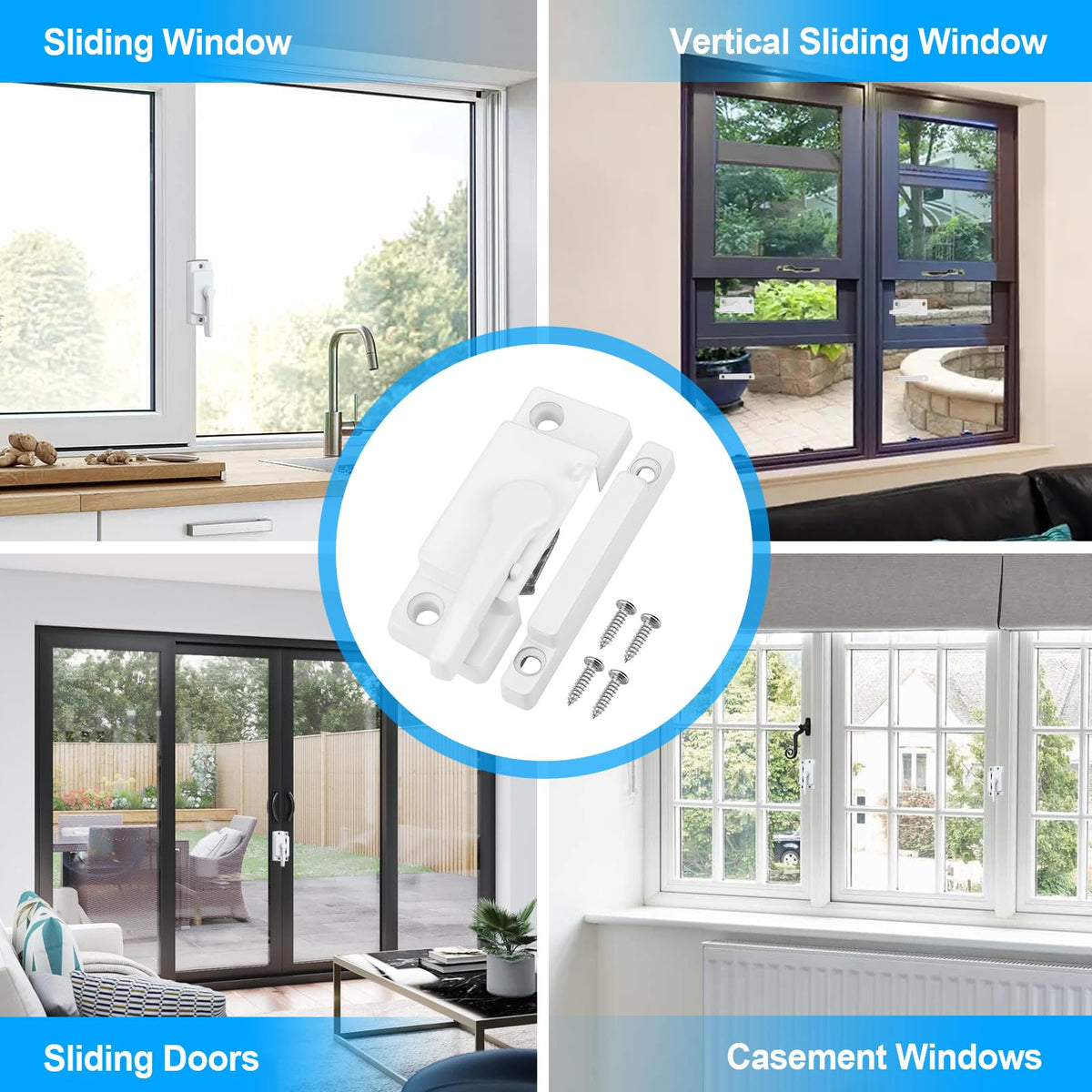 HIMOMO 10 Pack Window Latch, White Sash Window Locks Window Latches Tilt Window Latch Cam Action Security Window Locks Replacement Window Locks for Horizontal Sliding Windows Double Hung