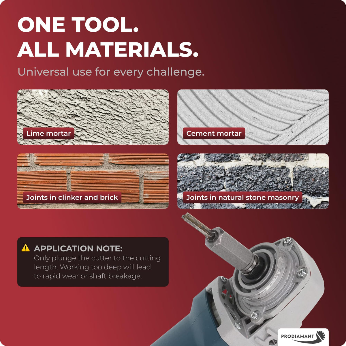 PRODIAMANT Mortar Rake 12mm (1/2") Tuck Pointing Bit for Grinder