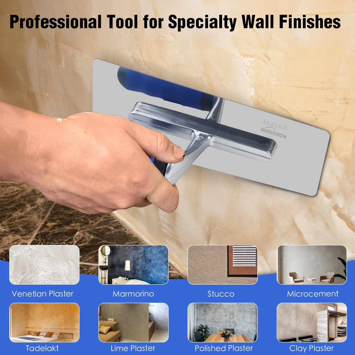 Konvixon 2PCS Venetian Plaster Trowels for Stucco, Marmorino & Microcement