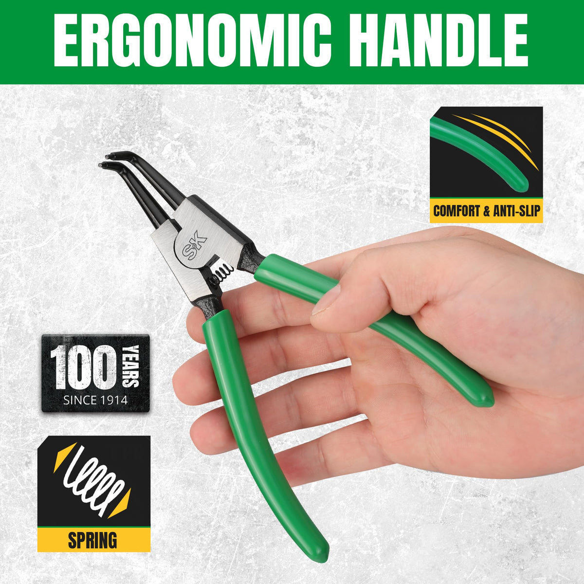 SK 4-Piece Snap Ring Pliers Set, 7-Inch Internal/External Circlip Pliers