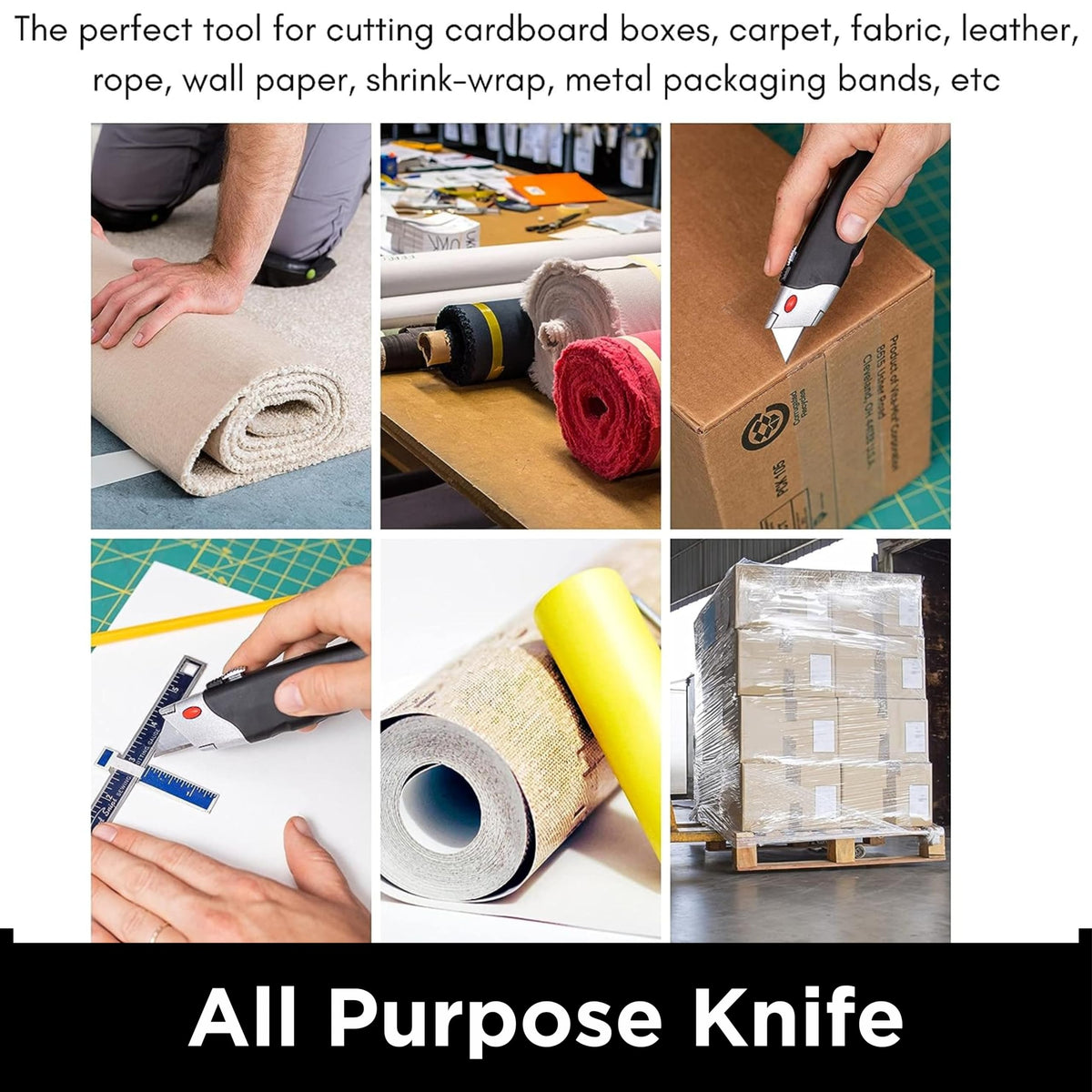 INTERNET'S BEST Premium Utility Knife Set, Retractable Box Cutter with Rubber Handle, Heavy-Duty Cutting for Cardboard, Carpet, Plastic, Retractable Blade, Includes 2 Razor Knives & Extra Blades
