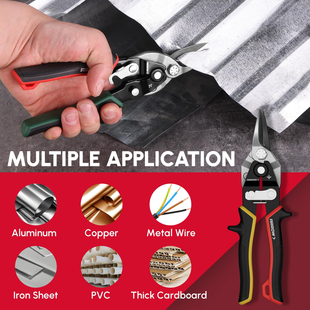 ARROW 3PCS 8-inch Aviation Tin Snips for Sheet Metal