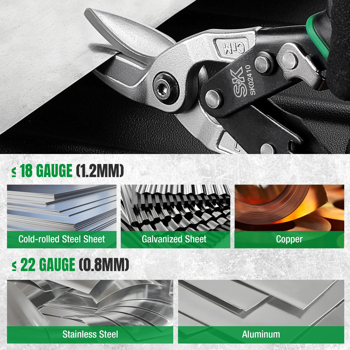 SK Tin Snips Heavy Duty, Left, Right and Straight Cut Aviation Snips Set