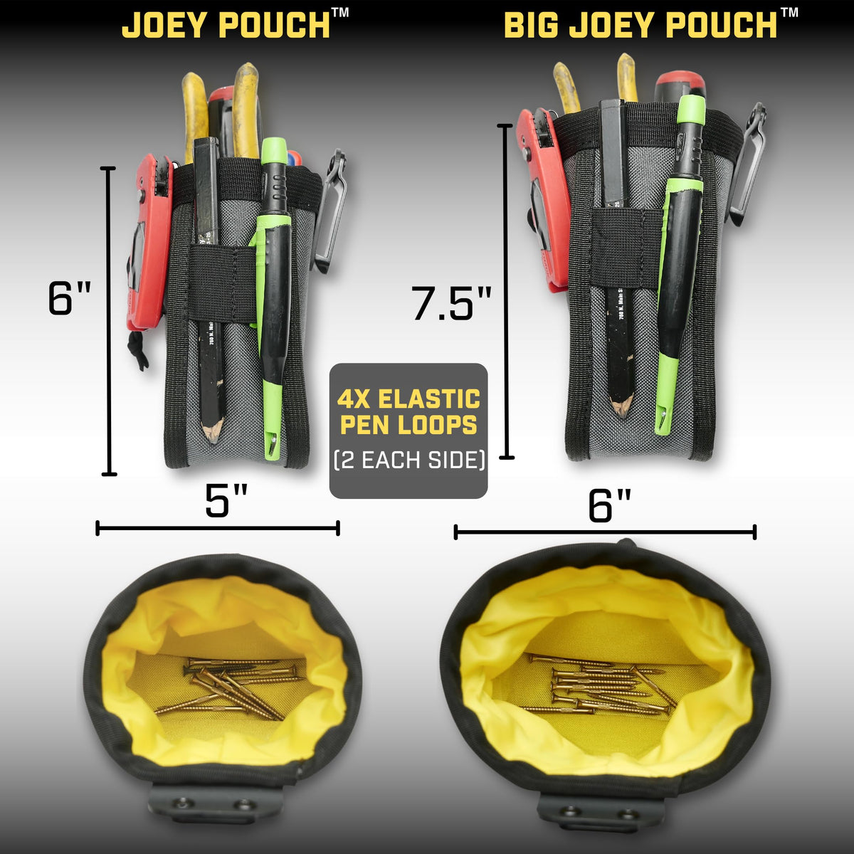 Joey Pouch V2, Clip-On Tool Belt Bag for Tools, Screws, and Nails - Great for an Electrician, HVAC Tech, Plumber, Carpenter, Contractor, Handy Man, and Any Tradesperson