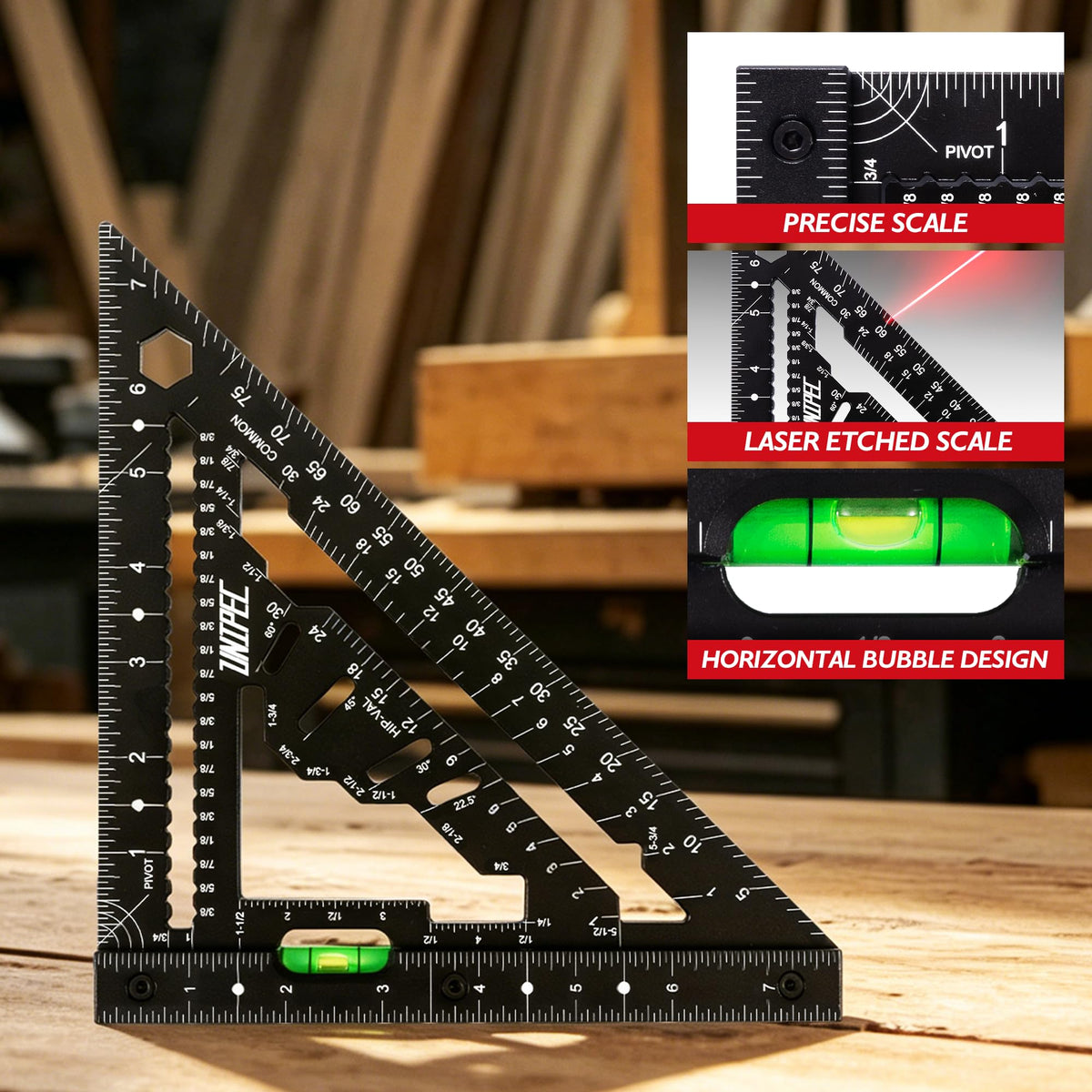 UNIPEC 7.5 inch Rafter Square with Level and Pivot