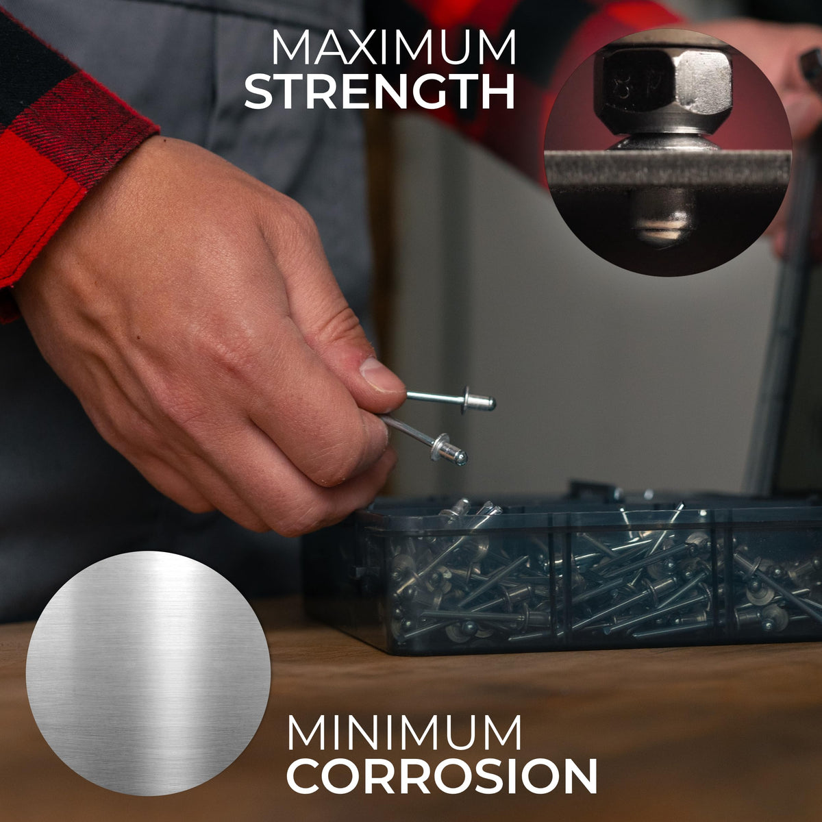 KLRStec Pop Rivets Assortment Kit, 500pcs Aluminum Blind Rivets, 4 Sizes
