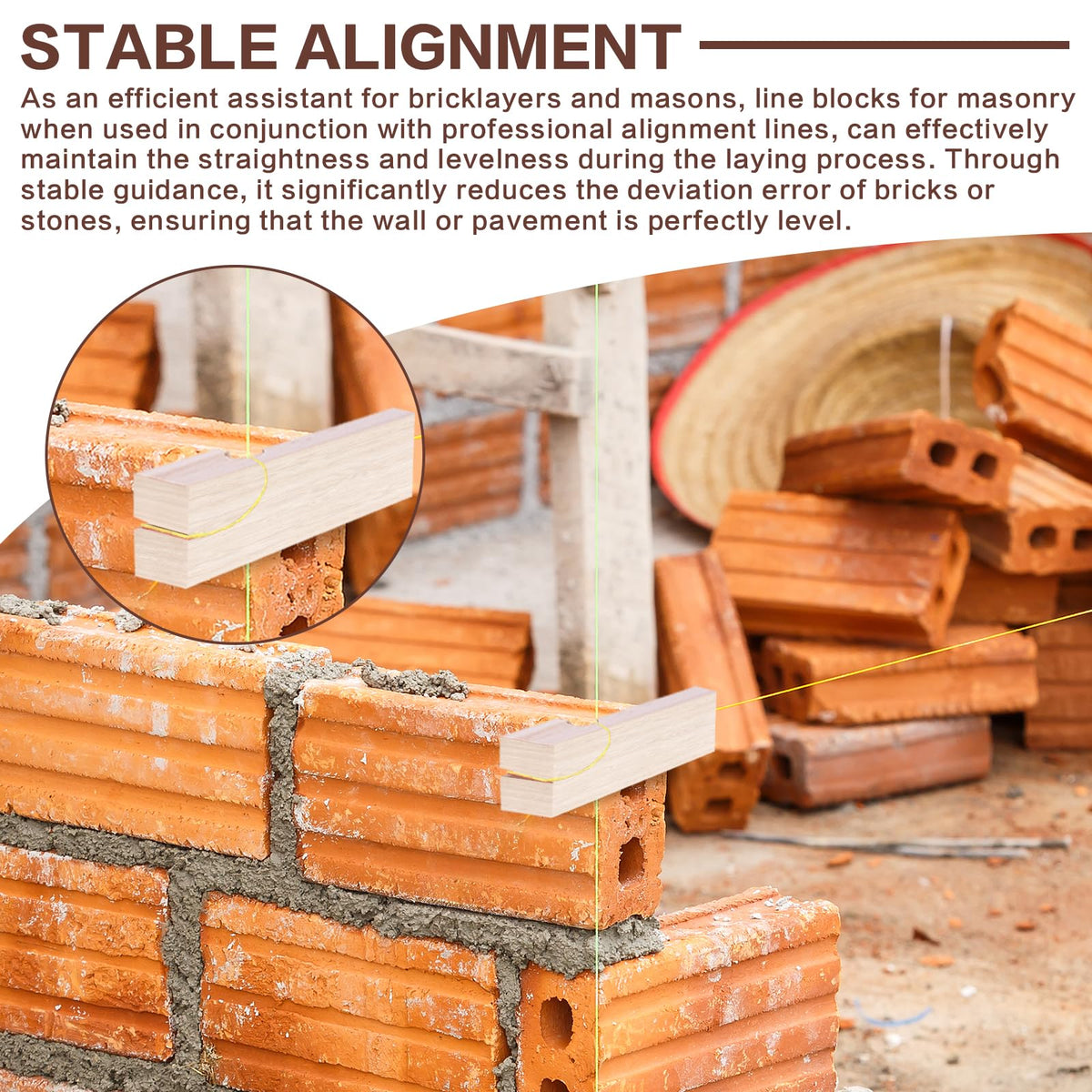 stufool 20 Pcs Masonry Line Blocks, Masonry String Lines Concrete Blocks for Masonry Tools