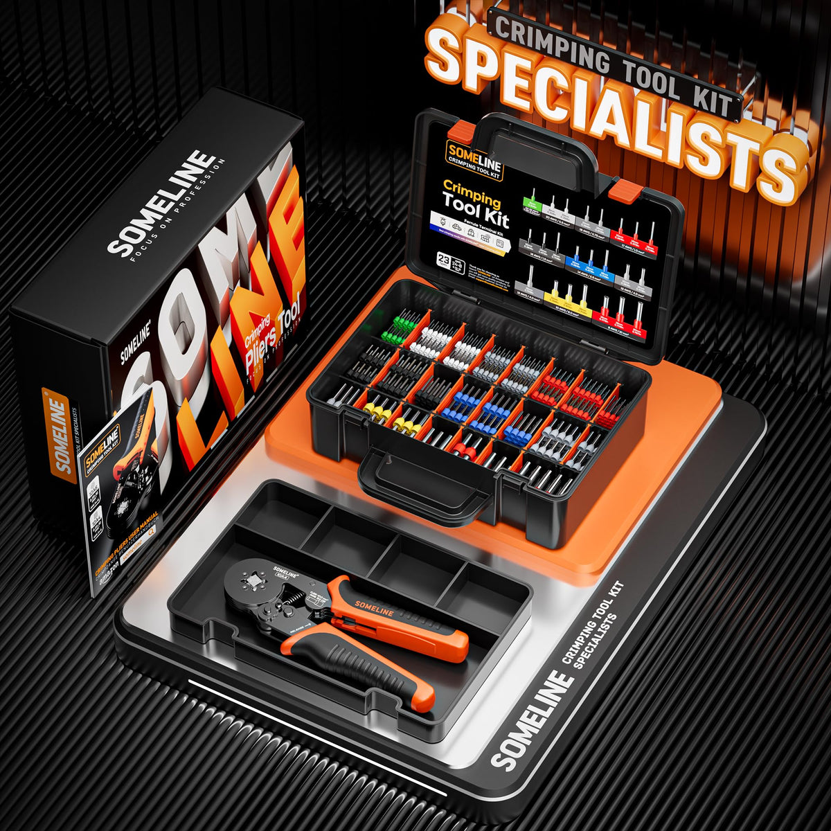 SOMELINE Ferrule Crimping Tool Kit, AWG 24-8 with 23 Sizes Wire Ferrules