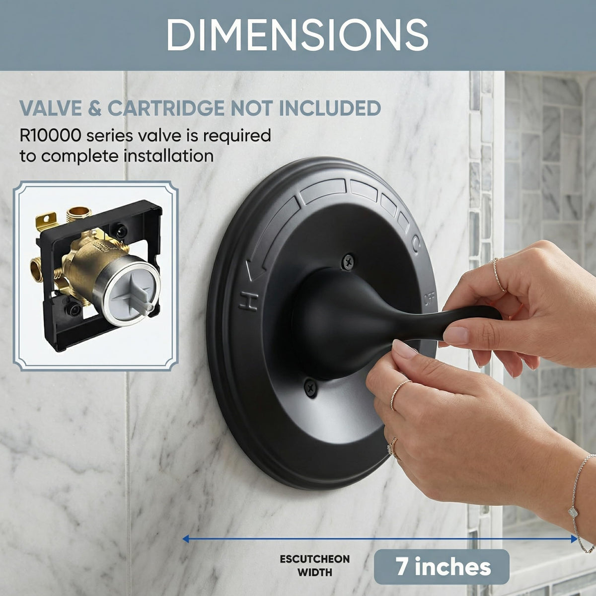 Shower Trim Kit Compatible with Delta 13/14 Series, Matte Black Shower Handle & Cover Plate Replacement, Fits R10000-UNBX/UNBXHF/UNWS/UNWSHF, Cartridge & Valve Body Not Included