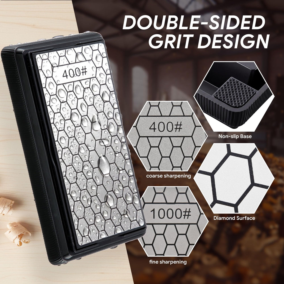 Dreyoo Diamond Chisel Sharpening Stone Kit for Woodworking Chisels