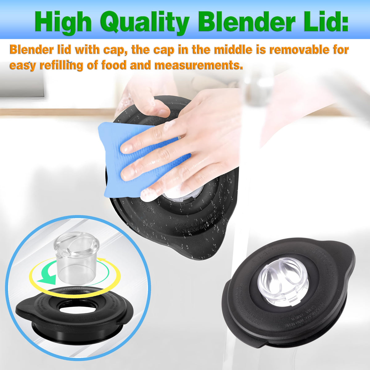 Oster Blender Covers and Lids Replacement Parts for Pro 1200/Osterizer Classic Series - 6 Cup Blender Safety Glass Jar Cover Compatible with Jars 124461-000-000/178891-000-000 and BLSTMB-CBG/CBF/BBG