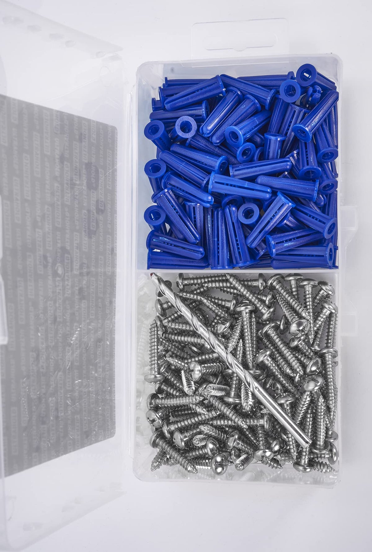 CONFAST® #10-12 Plastic Conical Blue Bantam Drywall Wall Anchor Kit PAK1012, Includes (100) Anchors, (100) Screws and (1) Drill bit (201 Pieces)