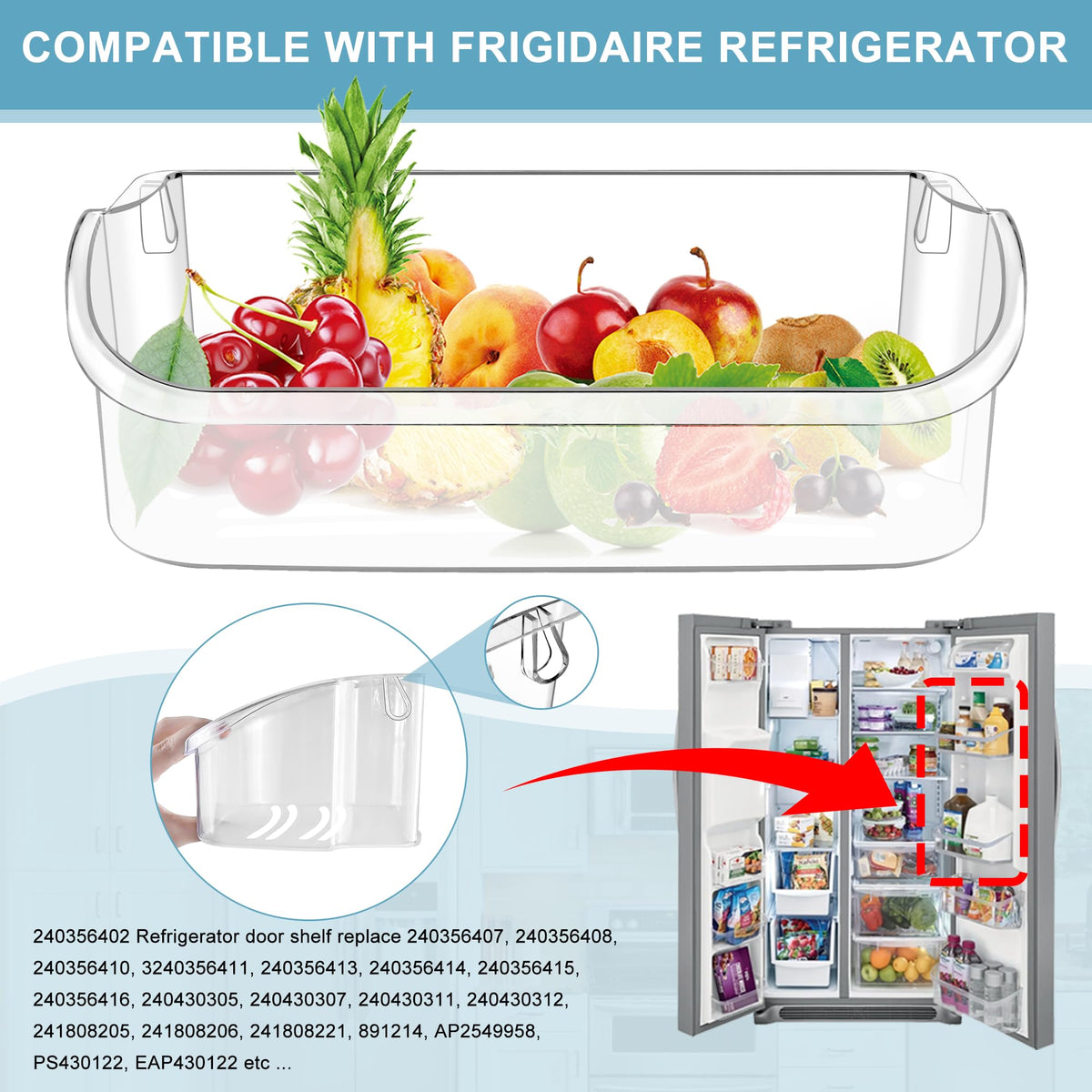2 PACK Upgraded 240356402 Refrigerator Door Bin Re