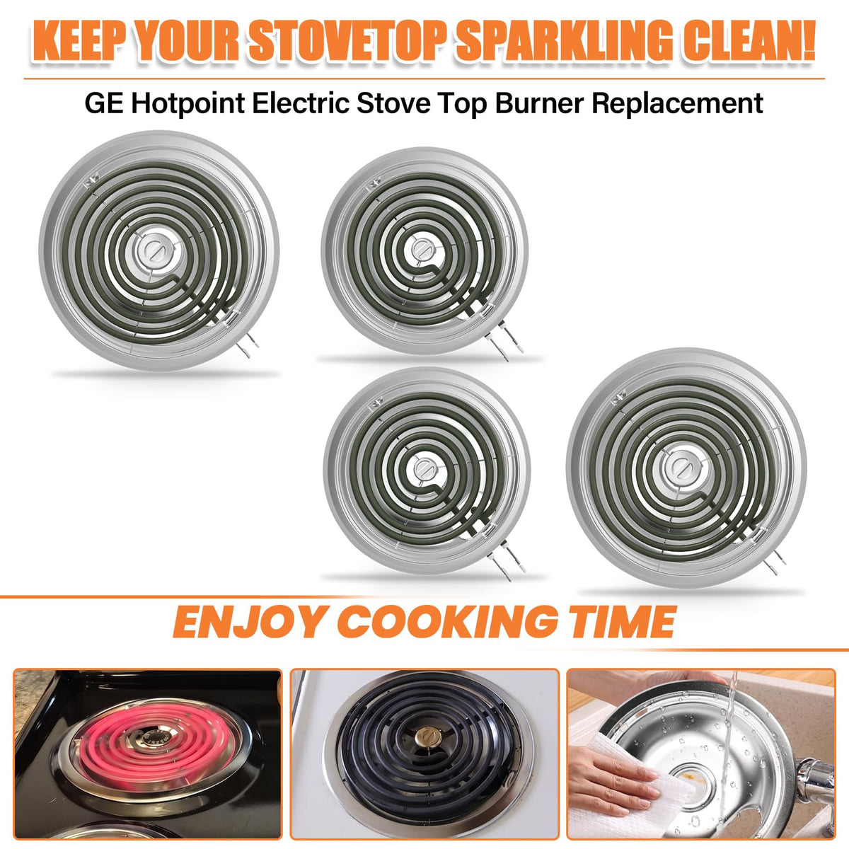 Upgraded GE Drip Pans And WB30M1 WB30M2 GE Stove Burner Replacement Element