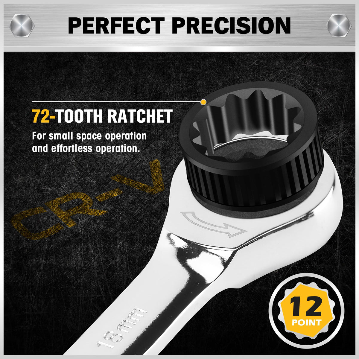 ELEAD 33-Piece Combination Ratchet Wrench Set, SAE & Metric Sizes (1/4" to 3/4" & 6-18mm), 72-Tooth Gear Design, CR-V Steel, Organizer Carry Case, Ideal for Mechanics & DIY