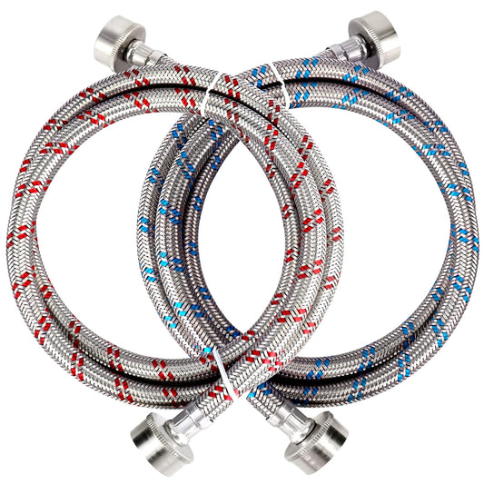 4ft Premium Stainless Steel Washing Machine Hoses 