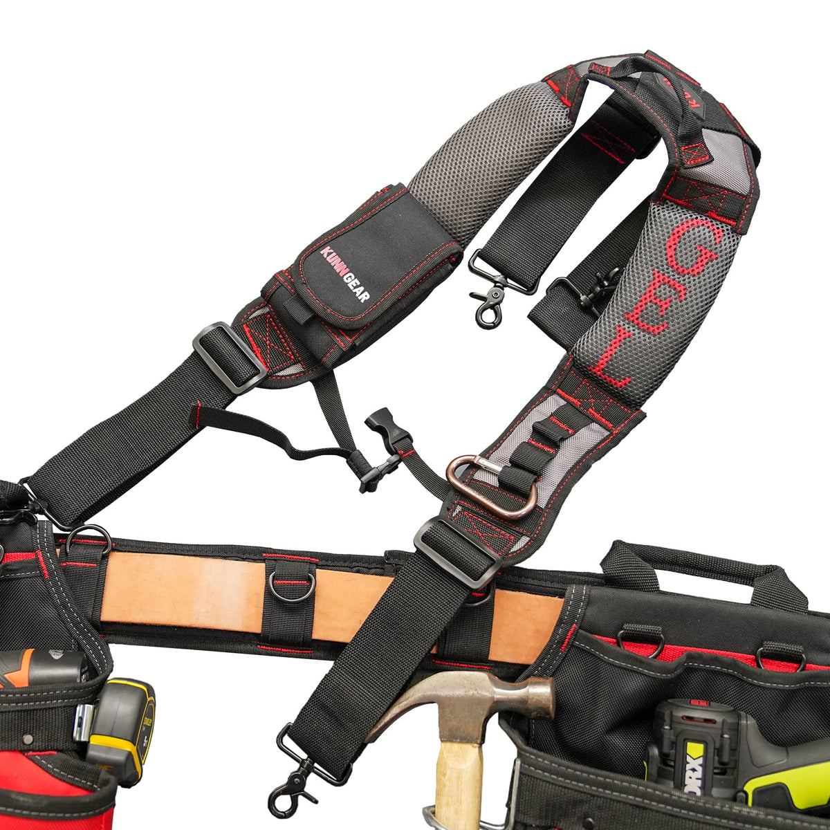 KUNN Gel-Padded Tool Belt Suspenders for Construction Work - Comfortable Support for Carpenters,Electricians & DIY