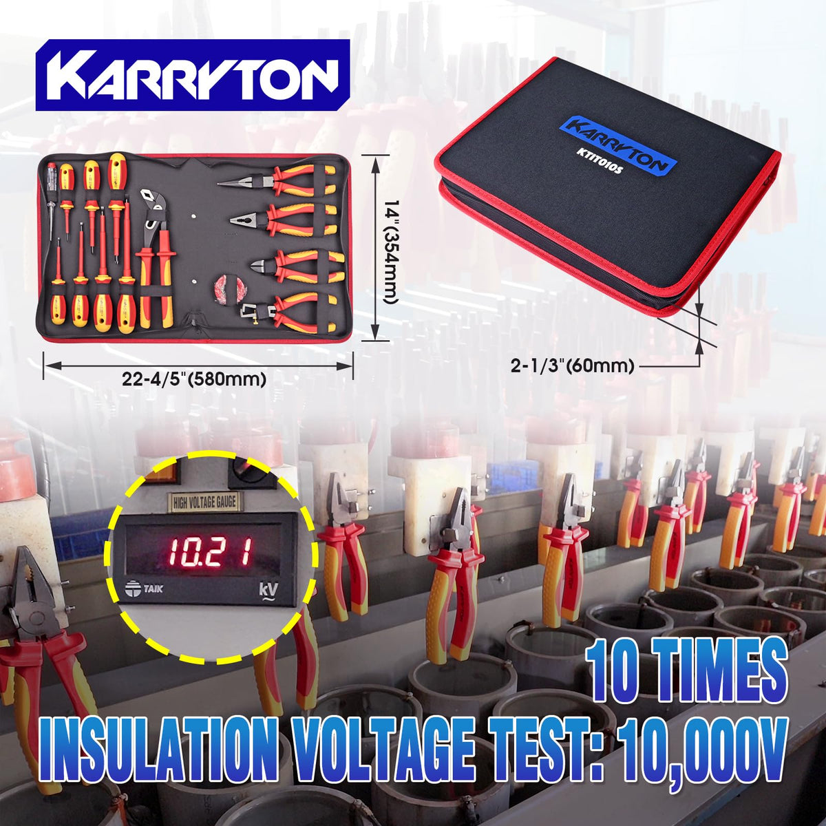 KARRYTON 14PCS 1000V Insulated Electrician Tool Set