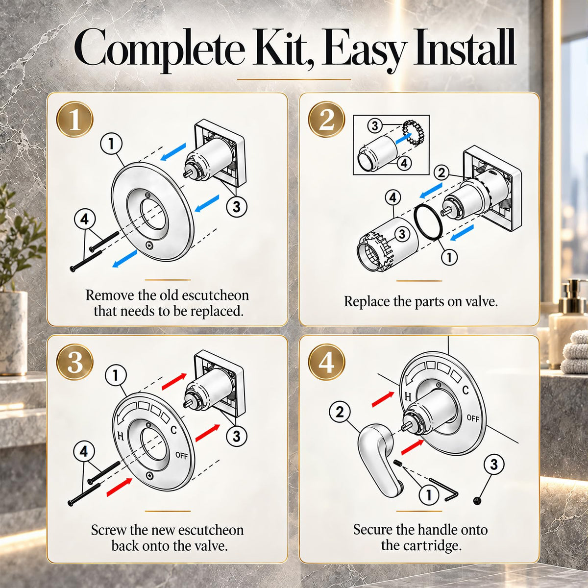 KYNAXA Shower Trim Kit Compatible with Delta 13/14 Series
