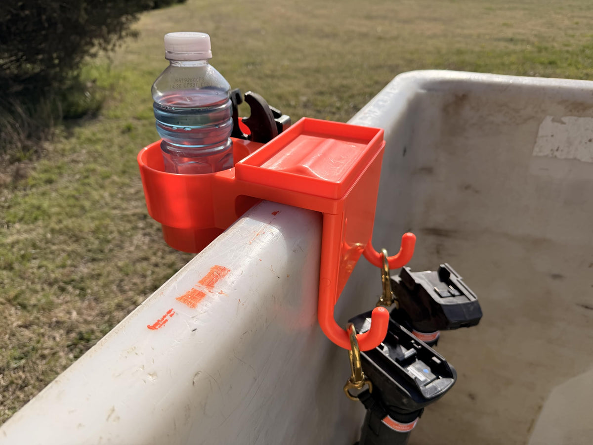 LINE WORK BUCKET PRODUCTS The 4N1 Bucket Truck Tool Organizer with Magnet, Bucket Hooks, Cup Holder and Storage