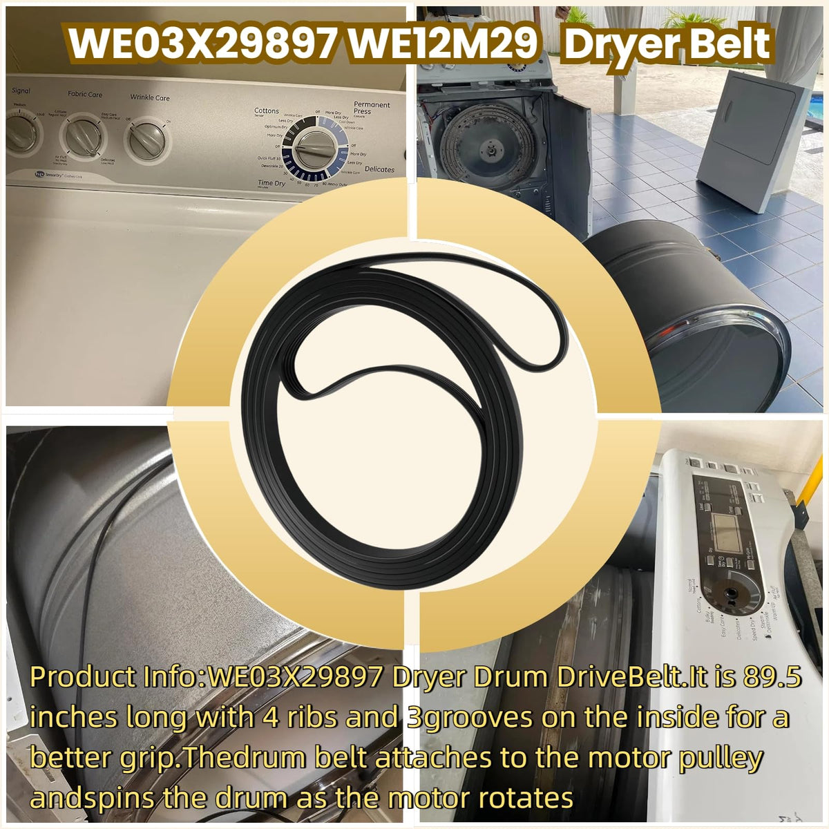WE03X29897 WE12M29 Dryer Belt Compatible with GE/Hotpoint Dryers