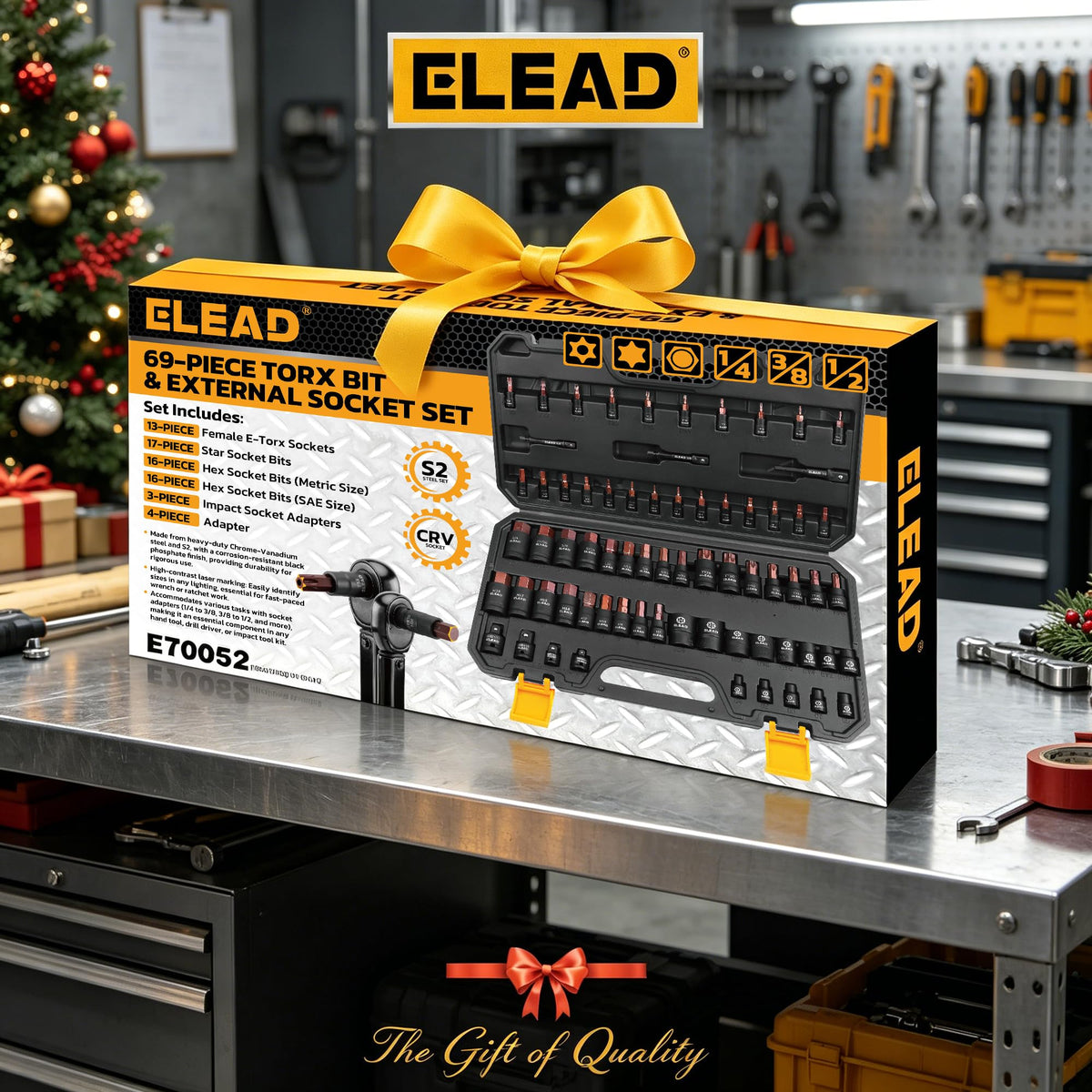 69-Piece Torx & Hex Bit Socket Set: Impact Socket Adapters, Premium CR-V & S2 Alloy Steel, Torx T8-T70 & E-Torx E4-E24, High-Torque Laser-Marked for Automotive Repair