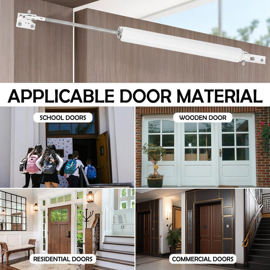 2 Set Heavy Duty Screen Door Closer, Durable Screen Door Spring Closer Shock Replacement System, Rust-Proof White Aluminum Alloy Easy to Install