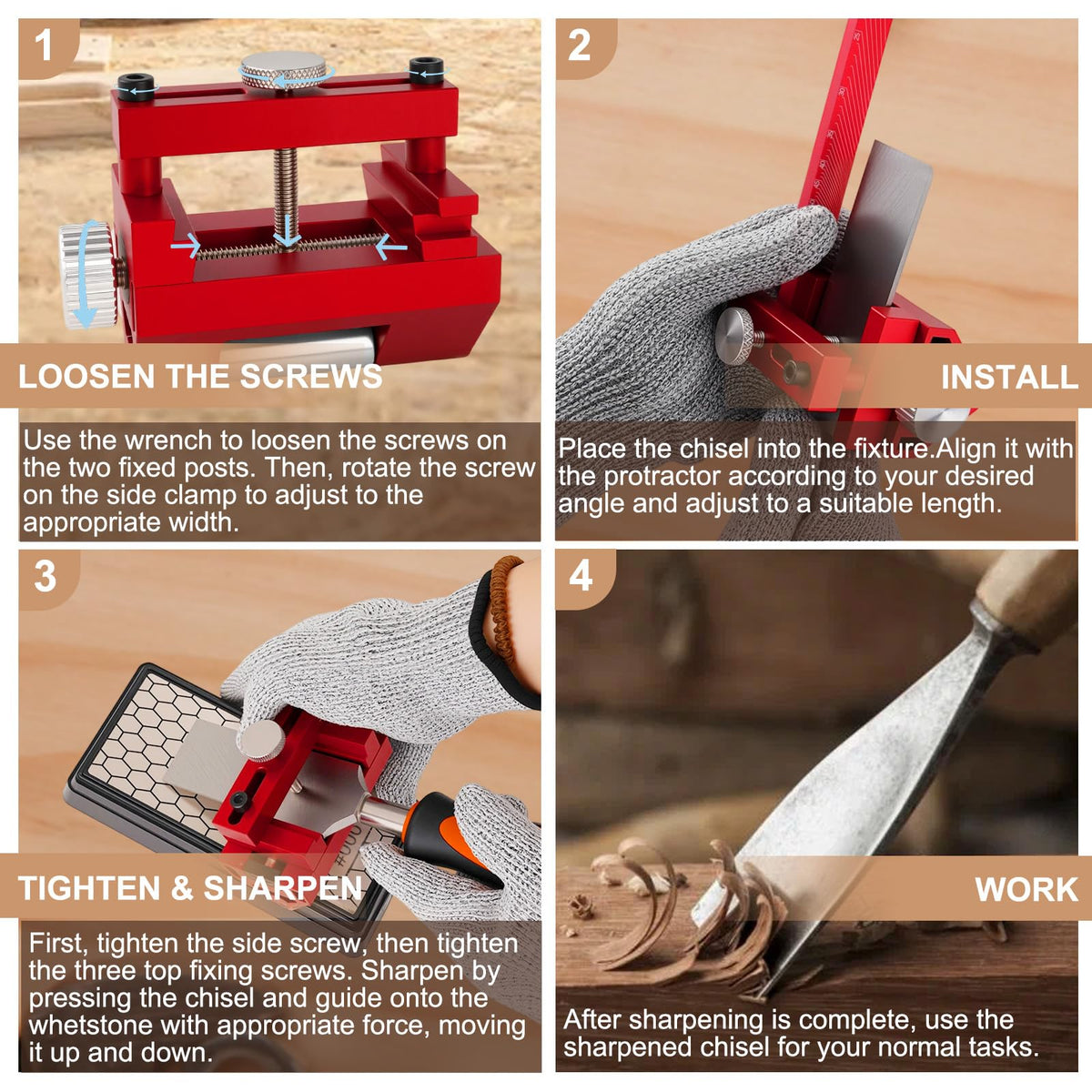 Chisel Sharpening Kit with Honing Guide & 400/1000 Grit Diamond Stone