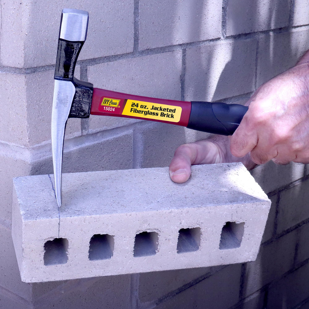 IVY Classic 15024 24 oz. Fiberglass Brick Hammer with Power Pro Grip Handle, Silver, Black