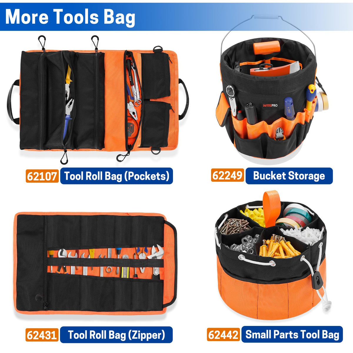 WISEPRO Bucket Tool Organizer with 30 Pockets Fits for 5 Gallon Bucket