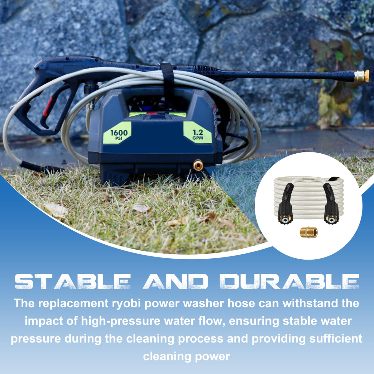 25FT Pressure Washer Hose for Ryobi Power Washer Hose
