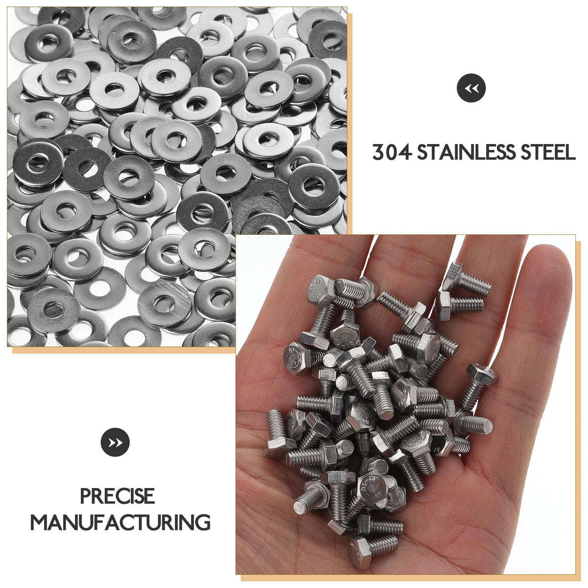 304 Stainless Steel Carriage Bolt Kit with Nuts 10 Sets Washers