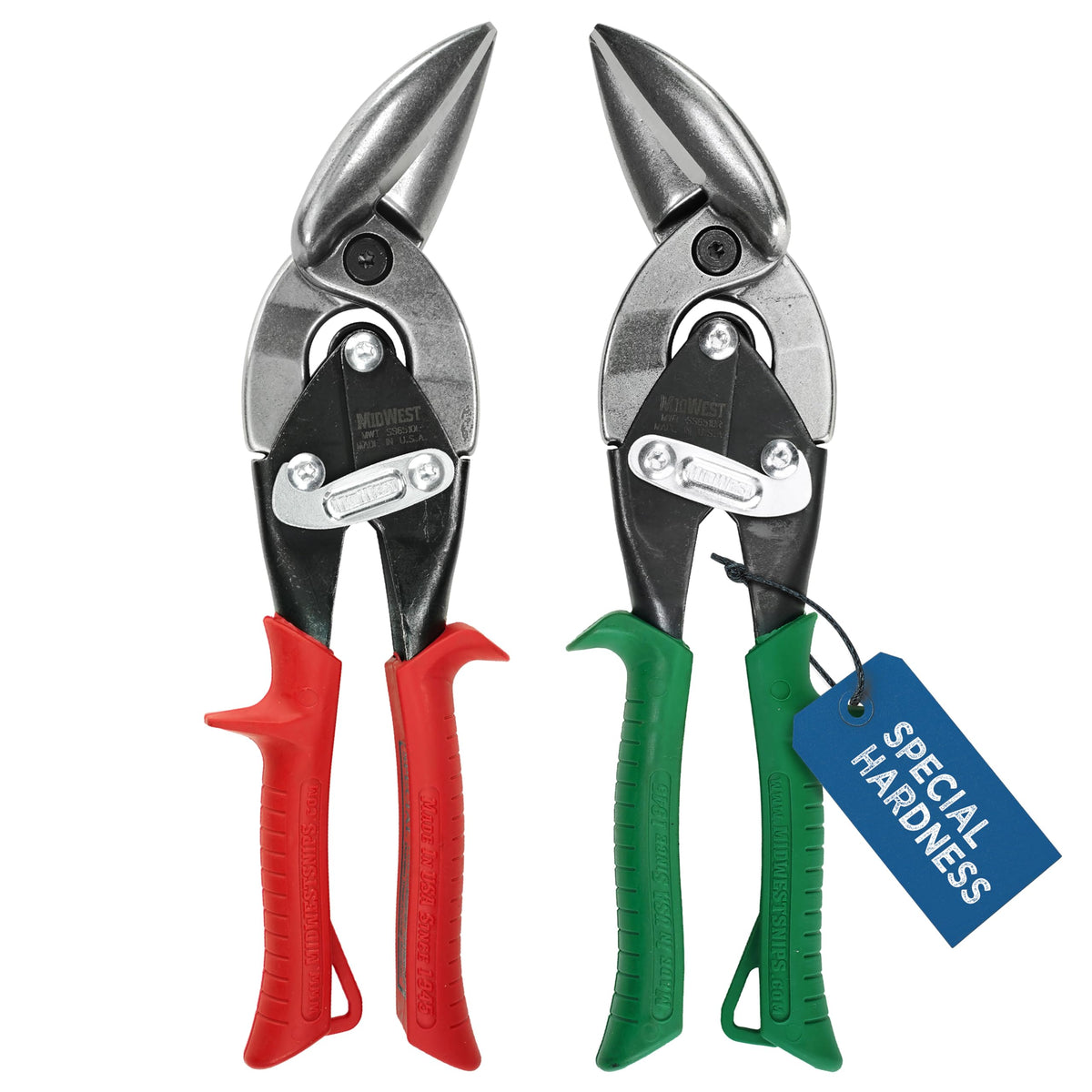 MIDWEST Special Hardness Aviation Snips, Left & Right Cut Offset