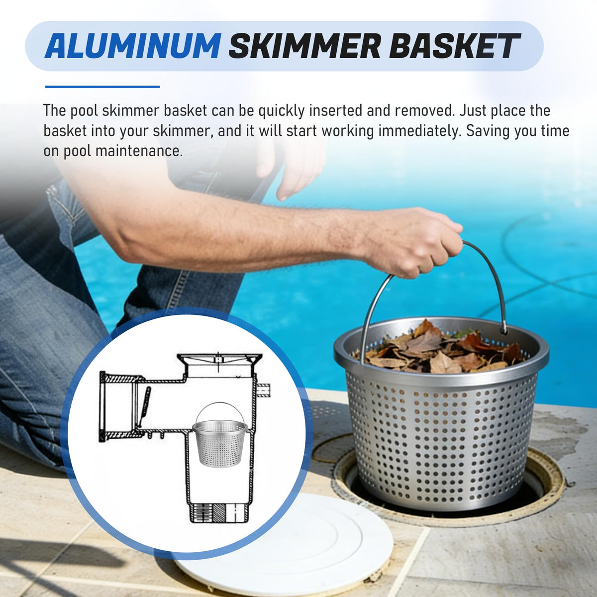 8" Inground Pool Skimmer Basket Replacement for Hayward SP1070, Pentair U-3