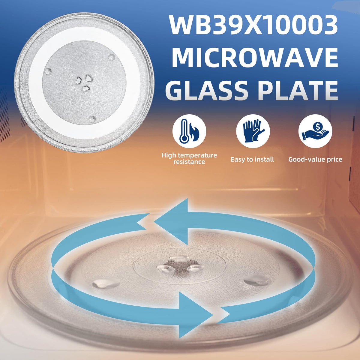 12.5" Microwave Glass Plate Replacement Fit GE Frigidaire Kenmore Hotpoint Samsung-12 1/2" Microwave Glass Turntable Tray Replaces WB39X10003 WB39X10002 WB49X10002 WB49X10069