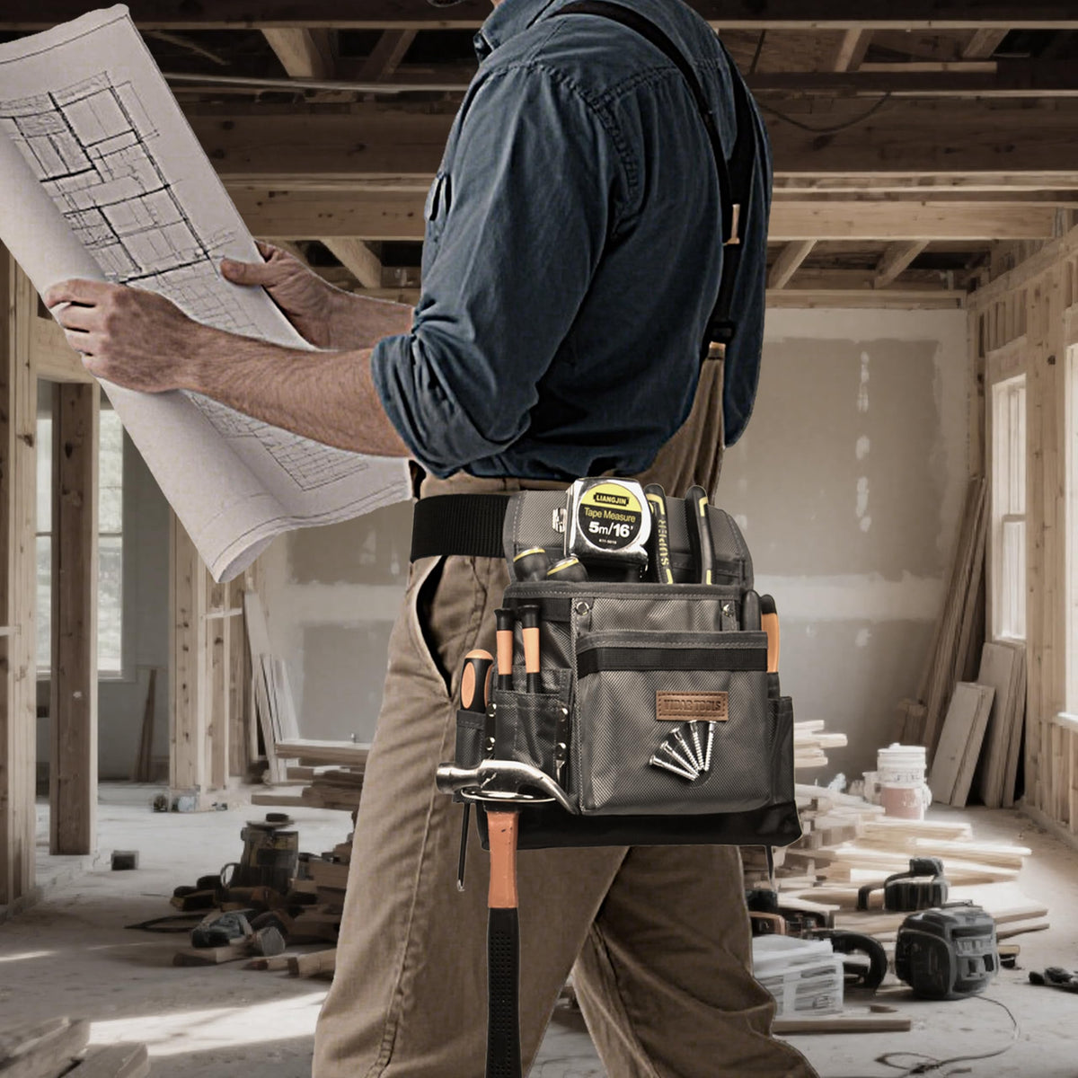 VIDAR TOOLS Small Tool Belt Pouches,Tool Belts for men,magnetic tool belt,11-Pockets,Electrician Construction,Carpentry.Heavy Duty nylon belt with metal buckle.1680D Oxford.