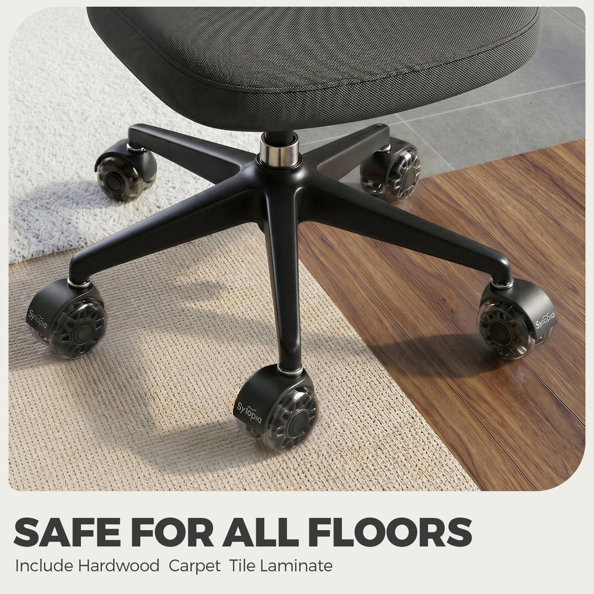 Sytopia Office Chair Wheels Replacement, 2.5 Inch Tandem Design Heavy Duty Casters for Carpet and Hardwood Floors, Universal 11x22mm Stem Fits 99% of Chairs, 700 lbs Capacity