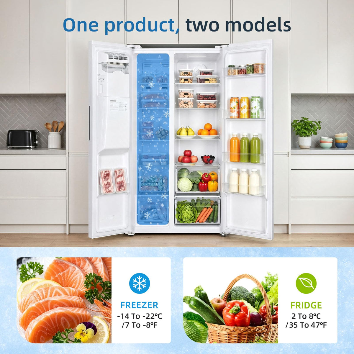 Antarctic Star 18.1 Cu.Ft 2 Door Freezer Refrigera