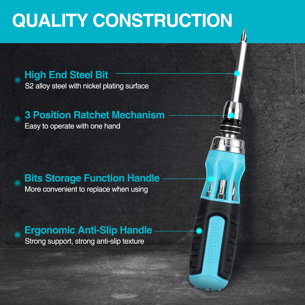DURATECH 2PCS 12-in-1 Ratcheting Screwdriver Set, Multi-bit Screw Driver